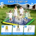 thumbnail image 5 of Splash Pad for Kids & Dogs, 140"-100" Extra Large Non-Slip Sprinkler Splash Pad, Thickened 0.5mm PVC Water Play Mat, Outdoor Water Toy for Backyard Summer Fun, Ideal for Toddlers 3+ Boys Girls, 5 of 9