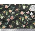 thumbnail image 2 of Soimoi Black Cotton Poplin Fabric Rose Flower Watercolor Print Fabric by Yard 58 Inch Wide, 2 of 3
