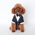 thumbnail image 2 of Camisa para perro, ropa para cachorros, ropa para perros pequeños, traje elegante, pajarita, camisa formal de boda con corbata negra, pajarita de boda para perro príncipe, 2 of 5