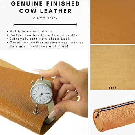 Tooling Leather Full Grain Sheets Genuine Cowhide Leather 1.8mm-2.0mm Thick  Square Piece for Sewing Hobby, Crafting Leather Work Beige 12x12