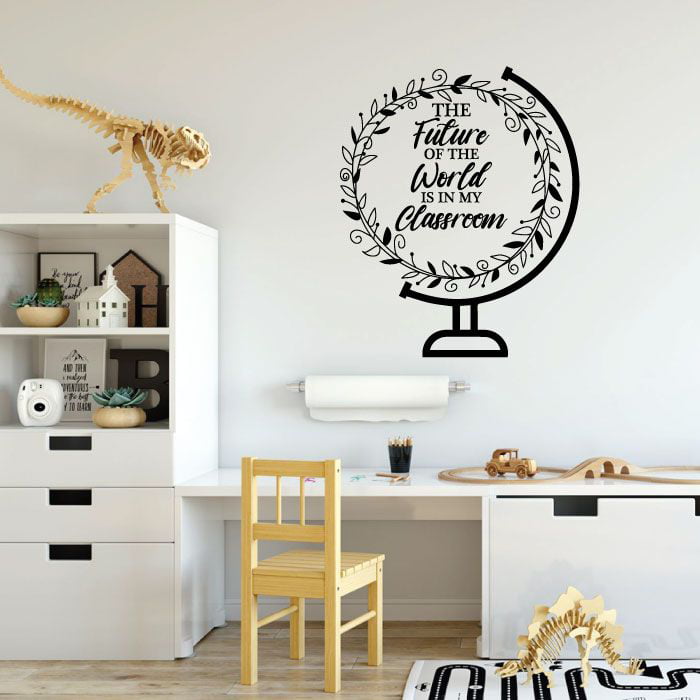 Motivational Wall Sticker 'Be the change you wish to see...' Globe Decal Decor 