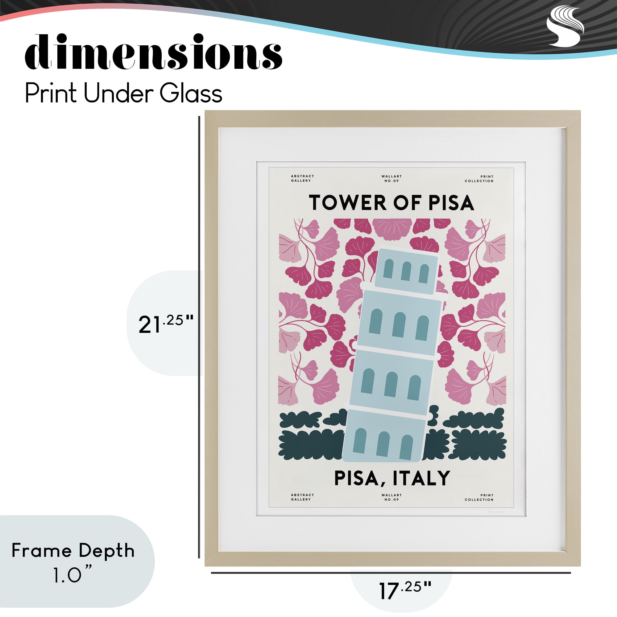 Stupell Industries Pastel Groovy Tower of Pisa Birch Framed Print Under Glass, design by Omar Escalante