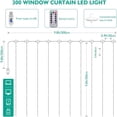 thumbnail image 3 of Curtain Lights Indoor 300LED 9.8ftx9.8ft, Outdoor Waterproof Curtain String Lights with Hook Remote Timer 8 Modes, USB Powered Waterfall Window Lights for Wall Backdrop Home Decorations, 3 of 7
