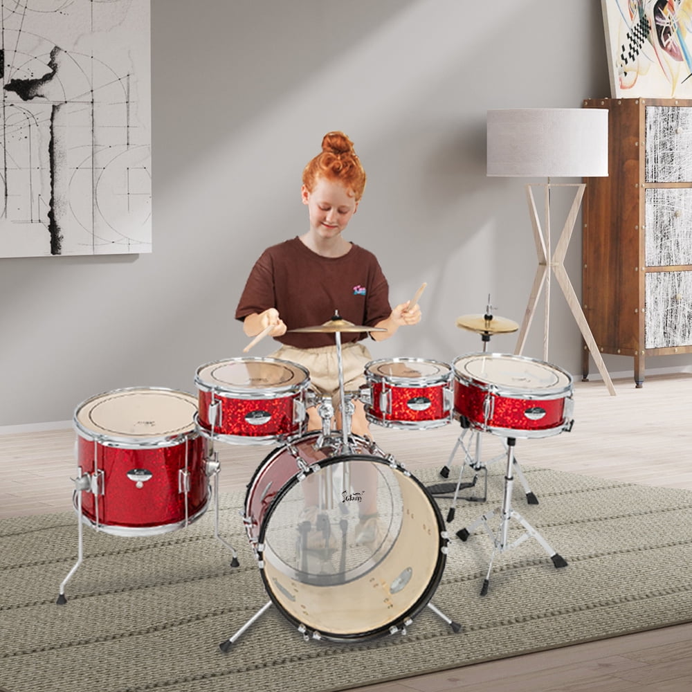 Lowestbest 16" Drum Set, 5Pcs Drum Set Suitable for Adults and Children