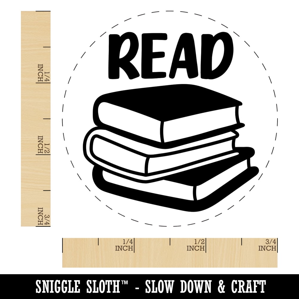 Read Stack of Books Self-Inking Rubber Stamp Ink Stamper - Brown Ink - Small 3/4 Inch