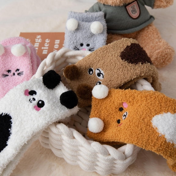 LOLIPPYY 5 Pairs Women’s Thermal Socks Warm Coral Fleece Cozy Winter Socks Soft and Comfortable