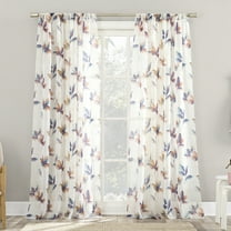 No.918 Ellie Floral Print Sheer Rod Pocket Curtain Panel, 51"x84", Multicolored