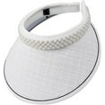 thumbnail image 2 of Visor Hats for Women, Summer Pearl Wide Brim Sun Hat Clip on UPF 50+ UV Protection Caps for Outdoor Sports Travel and Beach, Head Open-top Hat, White, 2 of 8