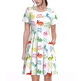 thumbnail image 1 of Balery Happy Easter Rabbit Vestidos sueltos de manga corta para mujer, vestidos de verano 2025, vestidos casuales de corte A con vuelo., 1 of 6