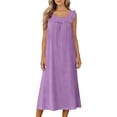 thumbnail image 7 of FAHXNVB Womens Nightgowns Square Neck Ruffle Hem Sleeveless Victorian Sleep Dress Ladies Flowy Long Sleepwear Night Dress, 7 of 7