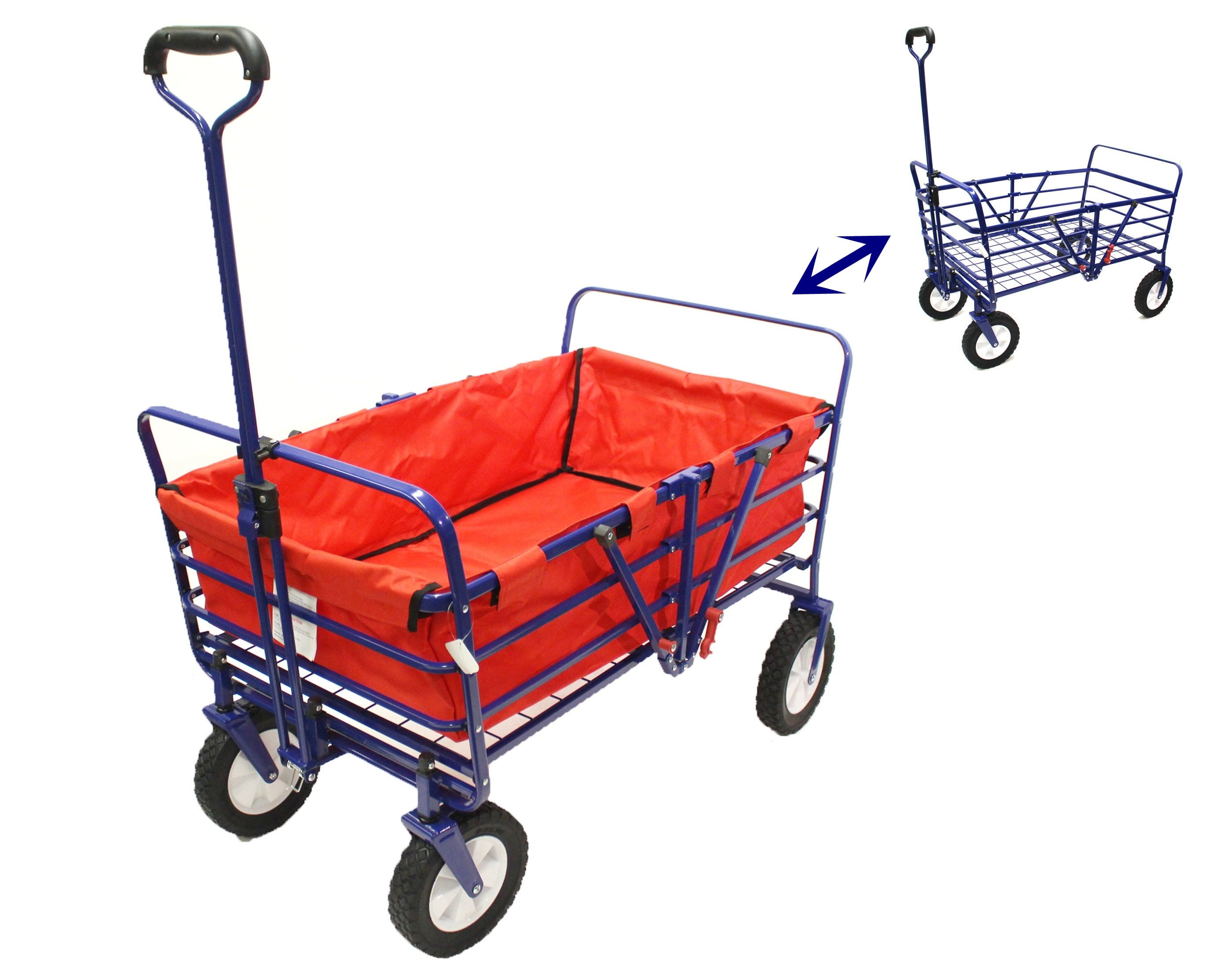 WonderFold 2-in-1 Heavy Duty Collapsible Folding Wagon Garden Safe Utility Cart