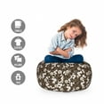 thumbnail image 2 of Floral Storage Toy Bag Chair, Continuous White Flowers Branches on Dark Tone Background, Stuffed Animal Organizer Washable Bag, Large Size, Brown Yellow, by Ambesonne, 2 of 3