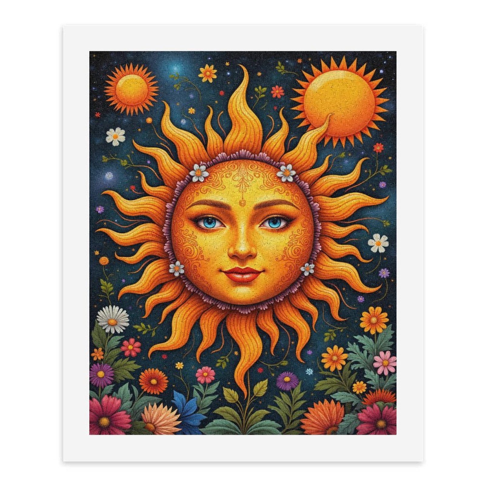 Paint by Numbers Kit for Adults, Sun Face Floral Art Night Sky Paint by Numbers, Easy Paint by Numbers Kit for Adults Beginner, DIY Adult Paint by Number Kits on Canvas, Home Decor