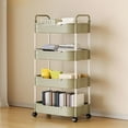 thumbnail image 3 of Multi-Functional 4-Layer Rolling Storage Cart with Armrests, Versatile Organizer for Kitchen, Bathroom, Living Room, Durable, Easy to Clean, Mobile & Space-Saving, 3 of 5