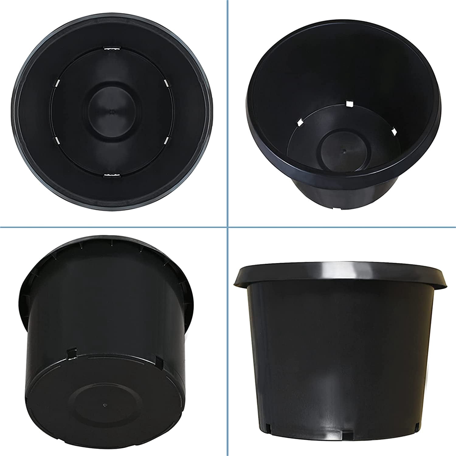 Waltyotur 5-Pack 20 Gallon Round Premium Nursery Pot Plant Flower Seedling Container Garden Planter Pots for Indoor Outdoor Plants Flower Vegetables Black (20 Gallon)
