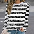 thumbnail image 2 of ShomPort Womens Fall Casual Sweatshirt Long Sleeve Cute Pullover Crewneck Striped Tunic Tops, 2 of 5