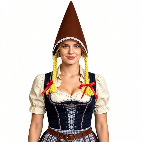 TEAJOPSUU Oktoberfest Braided Pointed Hat for Women Traditional Bavarian Maid Headpiece German Holiday Party Hat Decorations Accessories Hat Brown