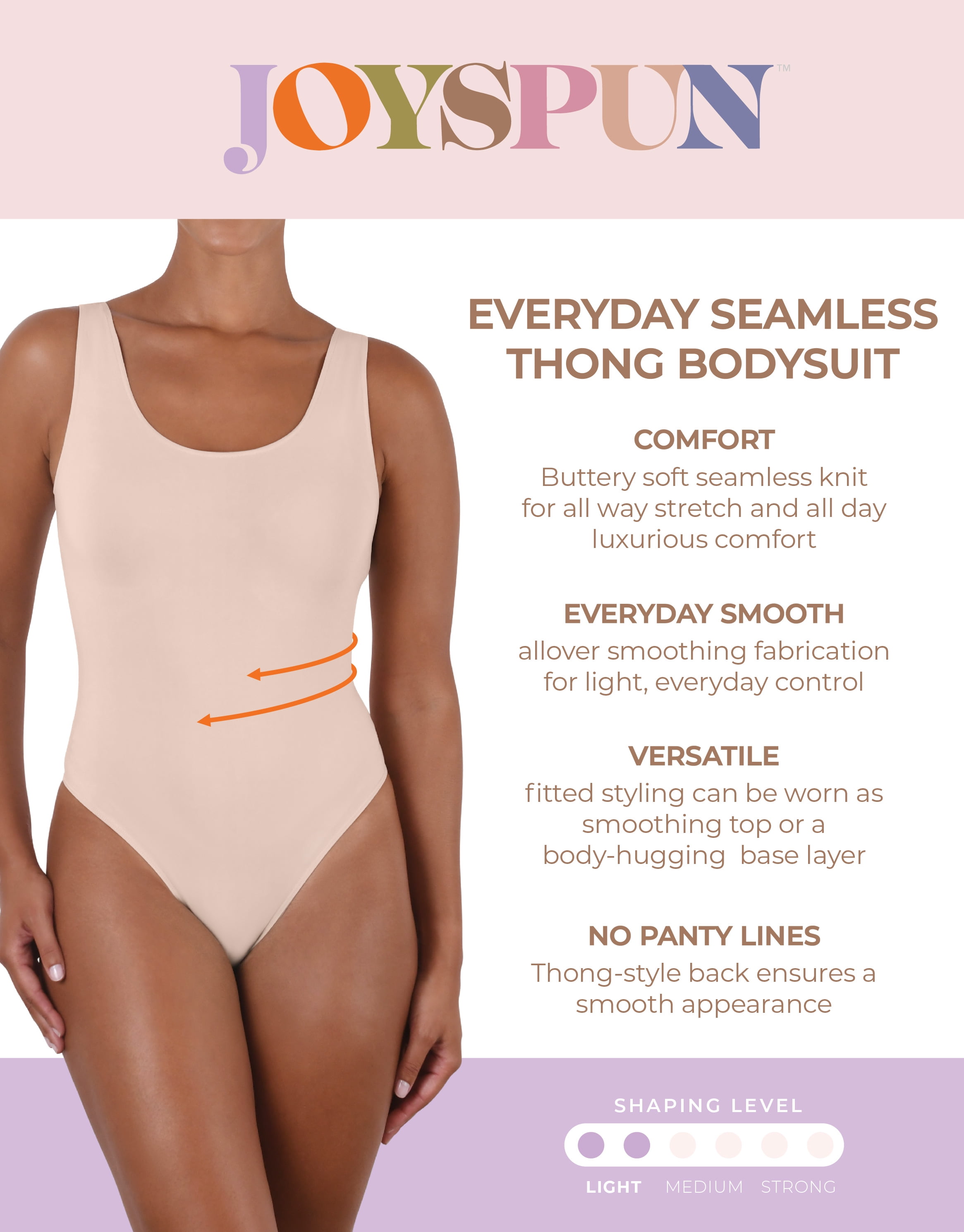 Joyspun Women's Everyday Seamless Bodysuit, Sizes S-XXXL