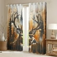 thumbnail image 2 of Deer Hunting Wooden Rustic Curtains For Bedroom,Hunting Theme Curtains & Drapes Hunting Cabin Lodge Farmhouse Decor 30%-50% Blackout Curtains,Wild Animal Leaves Branches Window Curtains (52Wx63L), 2 of 6