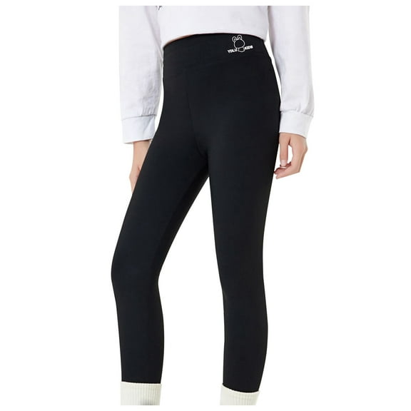 TOOYOU Girls Pants Spring/Summer New Rabbit Print High Waisted Pants Leggings Wear Pants Children'S Yoga Pants Basic Trousers For Sweet Girls Size 5-6 Years Black