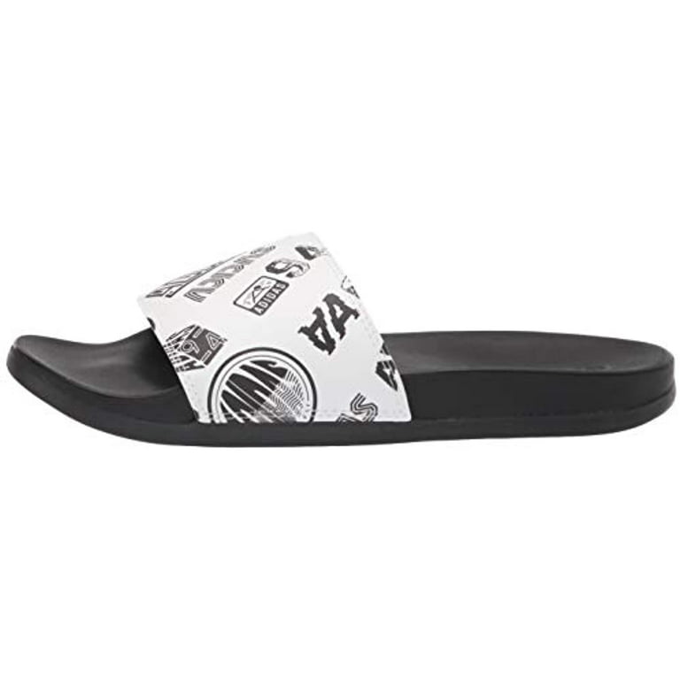 adidas Unisex Adilette Comfort Slide Sandal, White/Core Black/Core Black,  11 US Men | 