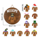 thumbnail image 2 of Letrero de bienvenida de temporada con forma de perro salchicha para puerta de entrada, coronas de madera redondas rústicas, decoración para colgar en la pared con forma de perro salchicha, 2 of 4