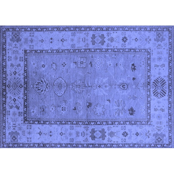 Ahgly Company Machine Washable Indoor Rectangle Oriental Blue Traditional Area Rugs, 8' x 12'