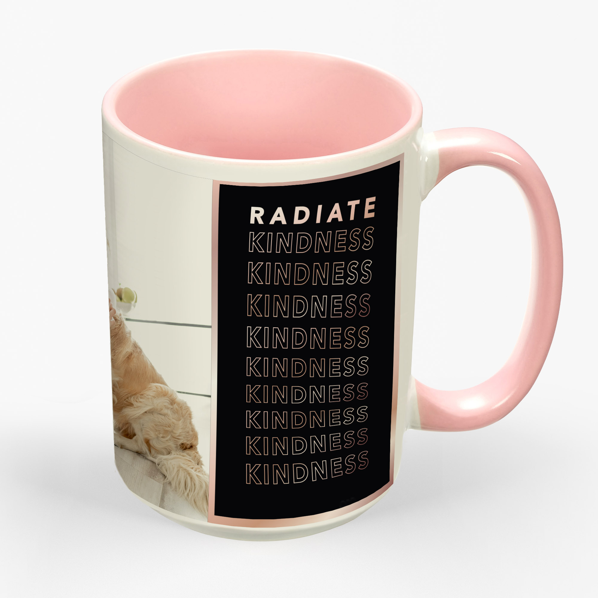 Personalized Photo 15 oz Pink Barbie Mug, Radiate Kindness,