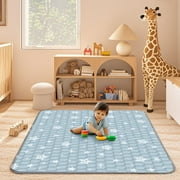 Foldable Baby Play Mat 50in*50in, HDJ Baby Mat for Floor Playpen, Portable Crawling Mat for Babies Toddlers Infants, Blue