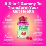 BelliWelli Daily Fiber Gummy Supplement with Probiotics, and Collagen - Watermelon 64 Count