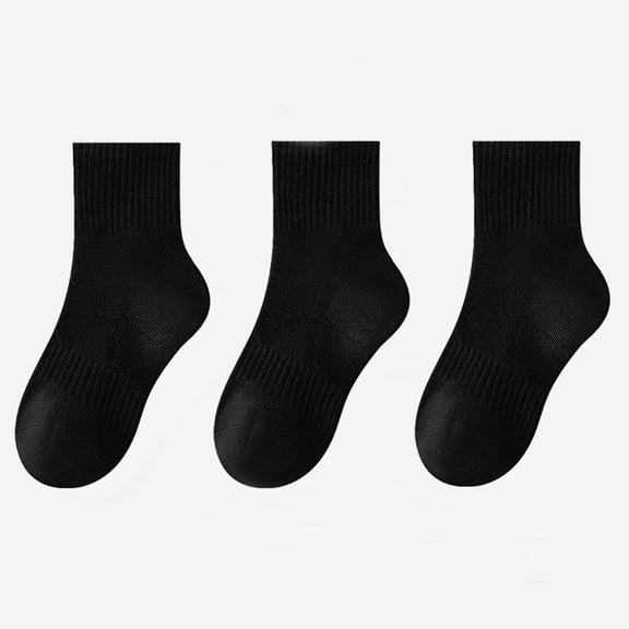 Crew Socks for Juniors Boys & Girls 3 Pack Toddlers Kids Cotton Moisture-Wicking Breathable Solid Multipack Sports Workout Ankle Sock