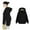 Black, variant on Fesfesfes Women Flannel Shirt Hooded Long Sleeve Solid Plush Sweatshirt Medium Length Tops