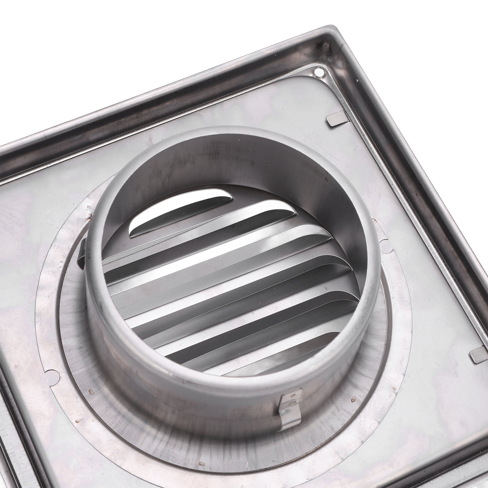 Riousery Exterior Wall Vent Cover with Flats 3.94 Inches (100mm) Square SUS304 Stainless Steel Dryer Exhaust Vent Hood for Bathroom Kitchen Air Ventilation System Grille