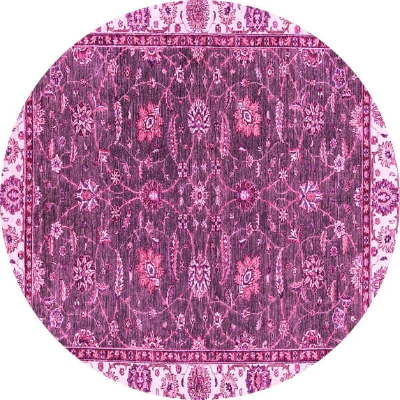 Ahgly Company Indoor Round Abstract Pink Modern Area Rugs, 4' Round