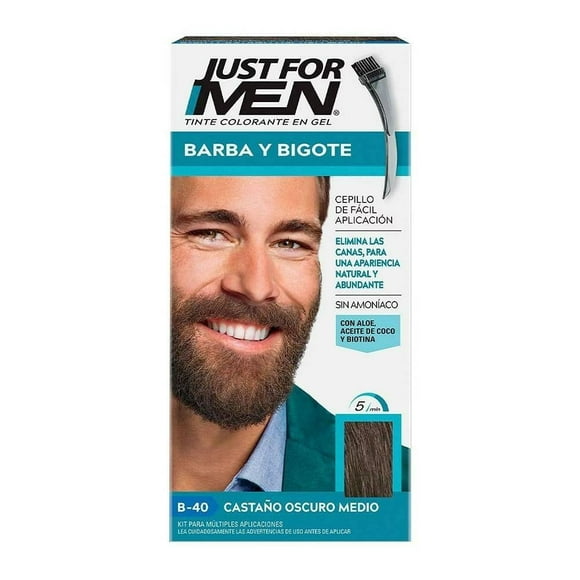 Tinte para canas Just for men Barba y bigote peine aplicador castaño oscuro medio b-40