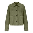 thumbnail image 5 of Delayuji Faux Suede Jacket For Women Lapel Casual Button Down Cropped Jacket Long Sleeve Outerwear Coats Work Clothes, 5 of 6