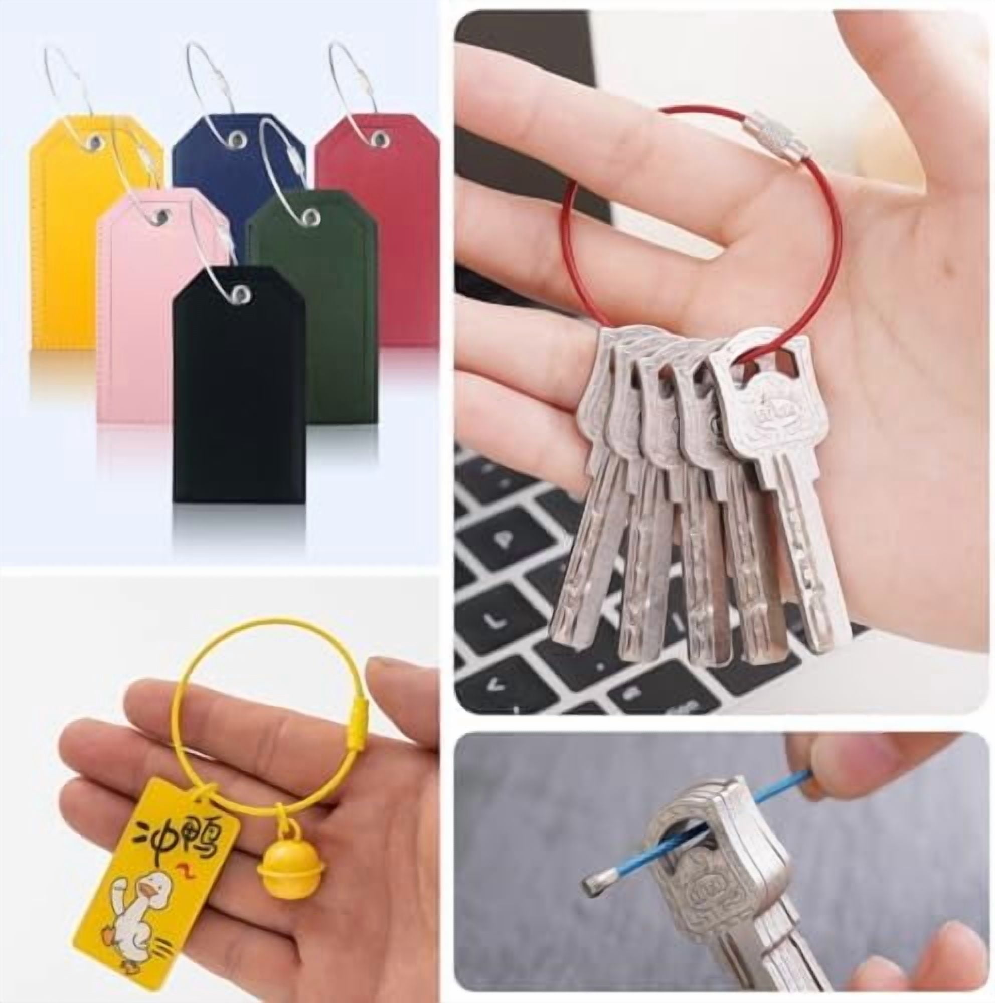 Jointown 50PCS Stainless Steel Wire Keychains Cable, Key Rings, Heavy Duty Luggage Tags Loops Tag Keepers 1.5mm Twist Barrel (Cable Length: 5.9 inches)