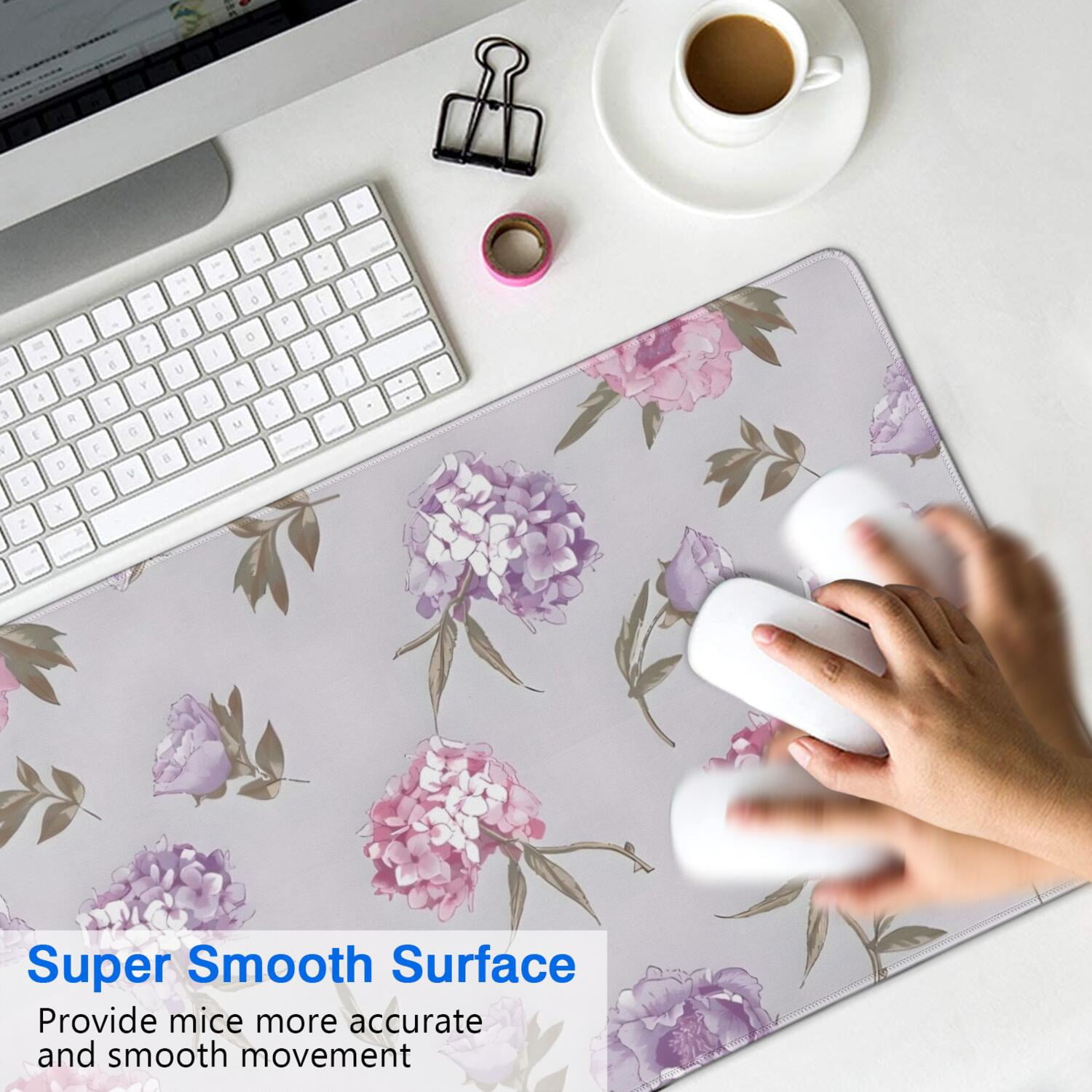 Long Mouse Pads for Desk,Pioneer Flower Floral Print Pattern Desk Mats on Top Of Desks, Desk Mouse Pad Extra Large with 3mm Non-Slip Base and Stitched Edge for Gaming,Office,Work,Home 35.4"x15.7"