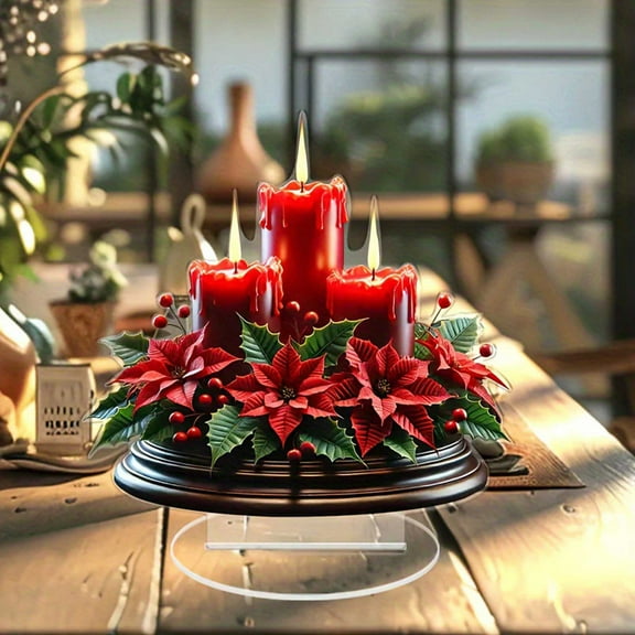 Flameless Candles, LED Candles with Red Candle Decorative Acrylic Tabletop Decoration