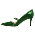 thumbnail image 2 of YDN Women Classic Pointed Toe Mary Janes Mid Slim Heels Slip On Buckled Strap Pumps Casual Party Dressy Shoes Size 7 Green, 2 of 4