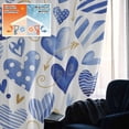 thumbnail image 5 of Valentine's Day Blackout Curtains for Bedroom/Living Room, Pinch Pleated Black Out Curtains, Blue Heart Love Modern Romantic Minimalist Room Darkening Window Drapes with Hooks 2 Panels, 39"x70", 5 of 8