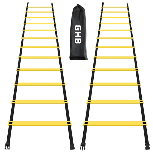 Agility Ladder GHB Pro de 12 peldaños, 6 m con bolsa de transporte, paquete de 2