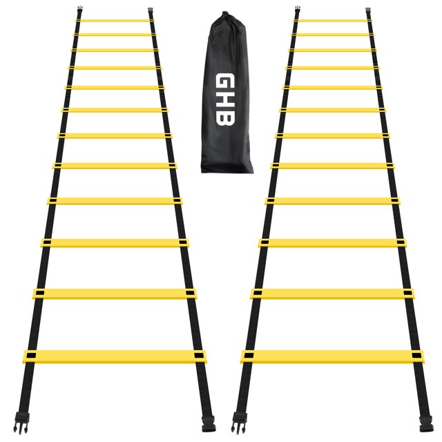 Agility Ladder GHB Pro de 12 peldaños, 6 m con bolsa de transporte, paquete de 2