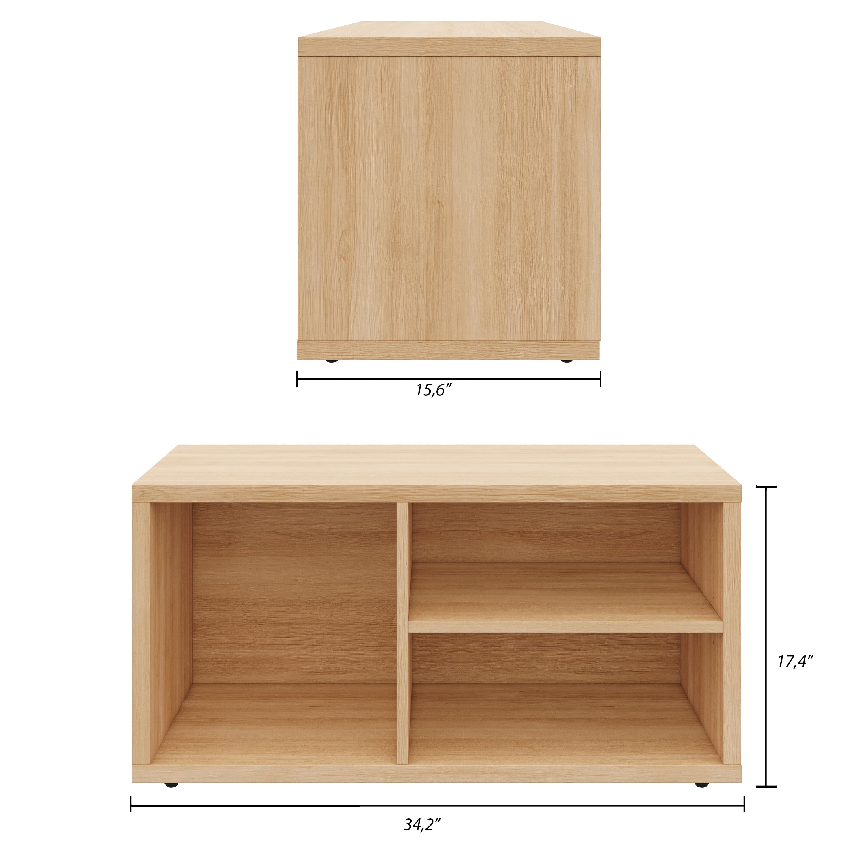Nexera Porto Entryway Shoe Storage Bench, Natural Blonde Oak