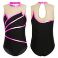 thumbnail image 5 of Yartina Kids Girls Sleeveless Ballet Dance Leotard Sheer Mesh Splice Gymnastics Outfit Dancewear Hot Pink 6, 5 of 7
