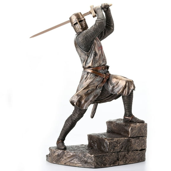 Veronese Design Templar Knight Wielding Double Handed Sword Statue