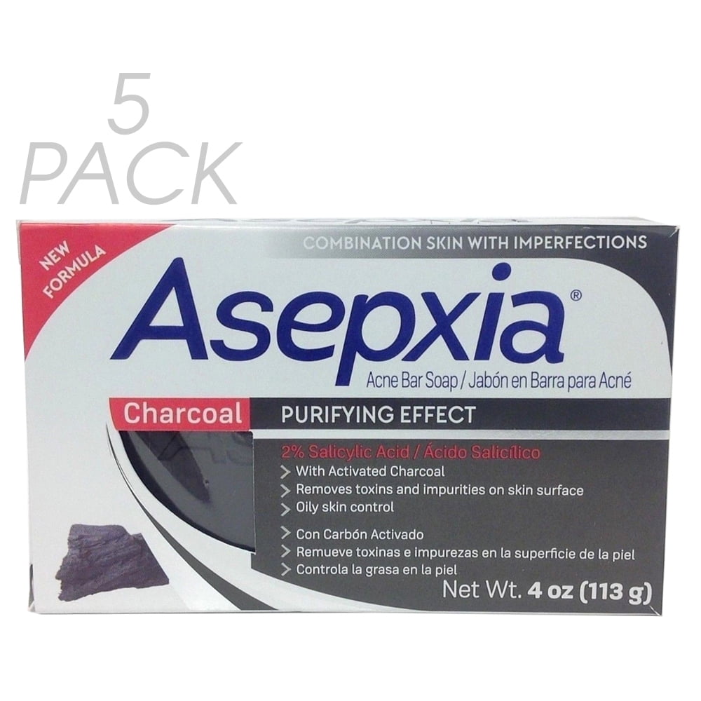 Asepxia Charcoal Cleansing Bar Soap. For Acne and Blackheads. Removes