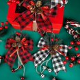 thumbnail image 3 of Lazo de cinta de Navidad, decoración de árbol de conos de pino, rojo, negro, a cuadros, brillante, regalo, 3 of 4