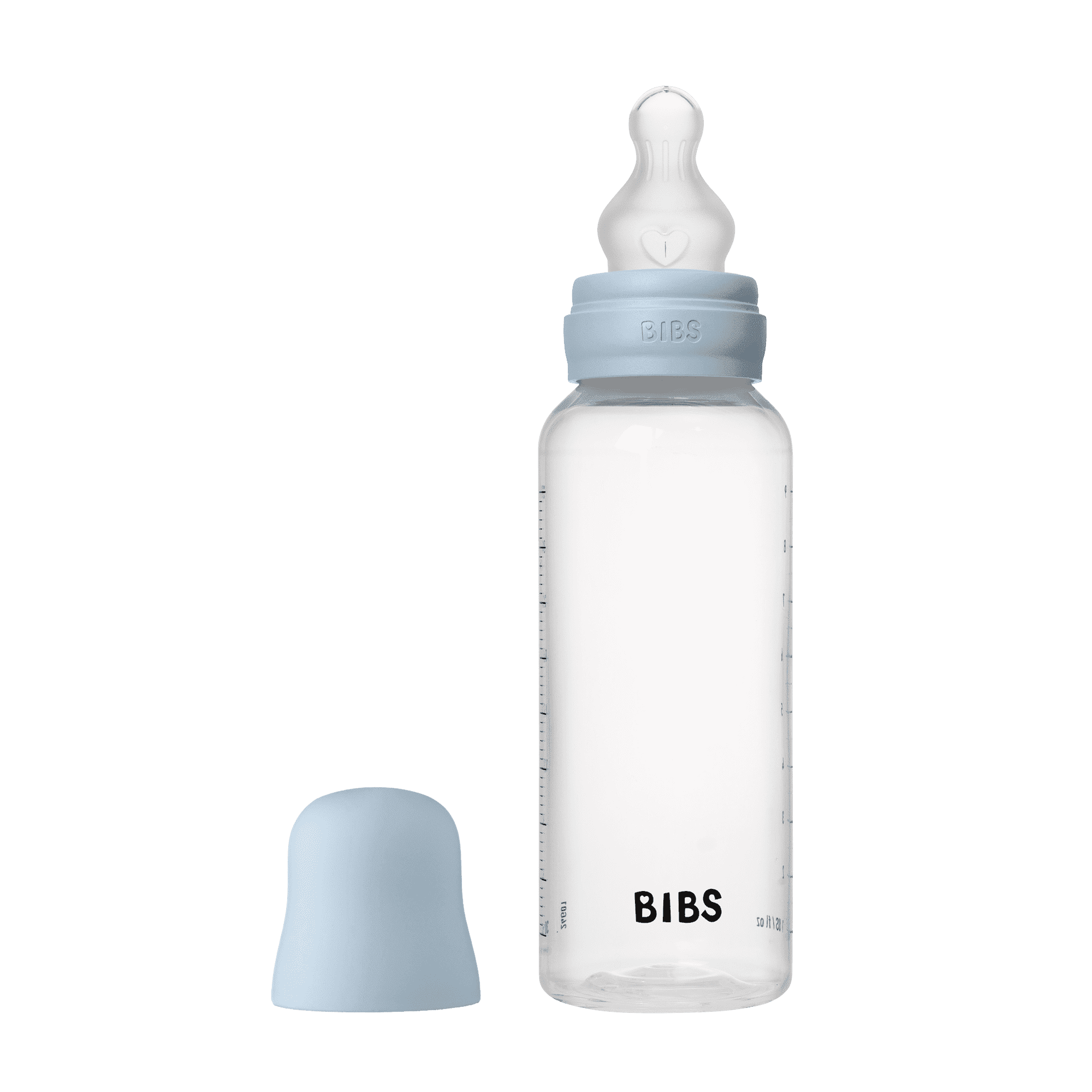 BIBS Baby Bottle with Medium Flow Silicone Nipple, Baby Blue, 9 oz, 1 Each
