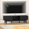thumbnail image 2 of Wooden TV Stand for 55 65 70 inch TV, Long & Large TV Media Console Table with Storage Cabinets, Boho Farmhouse Entertainment Center for Living Room, Bedroom - Black, 2 of 16